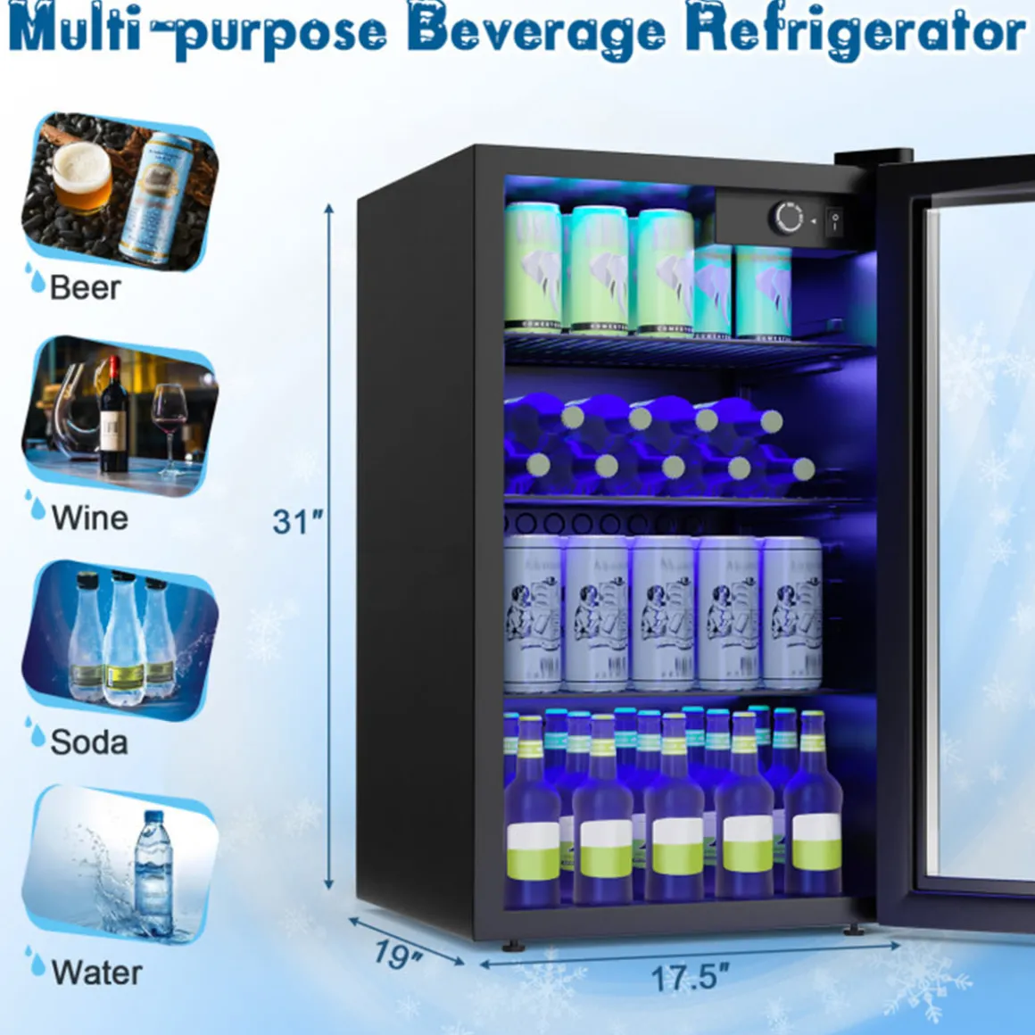 120 Can Beverage Refrigerator with Glass Door