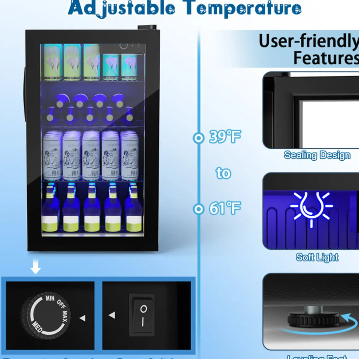 120 Can Beverage Refrigerator with Glass Door