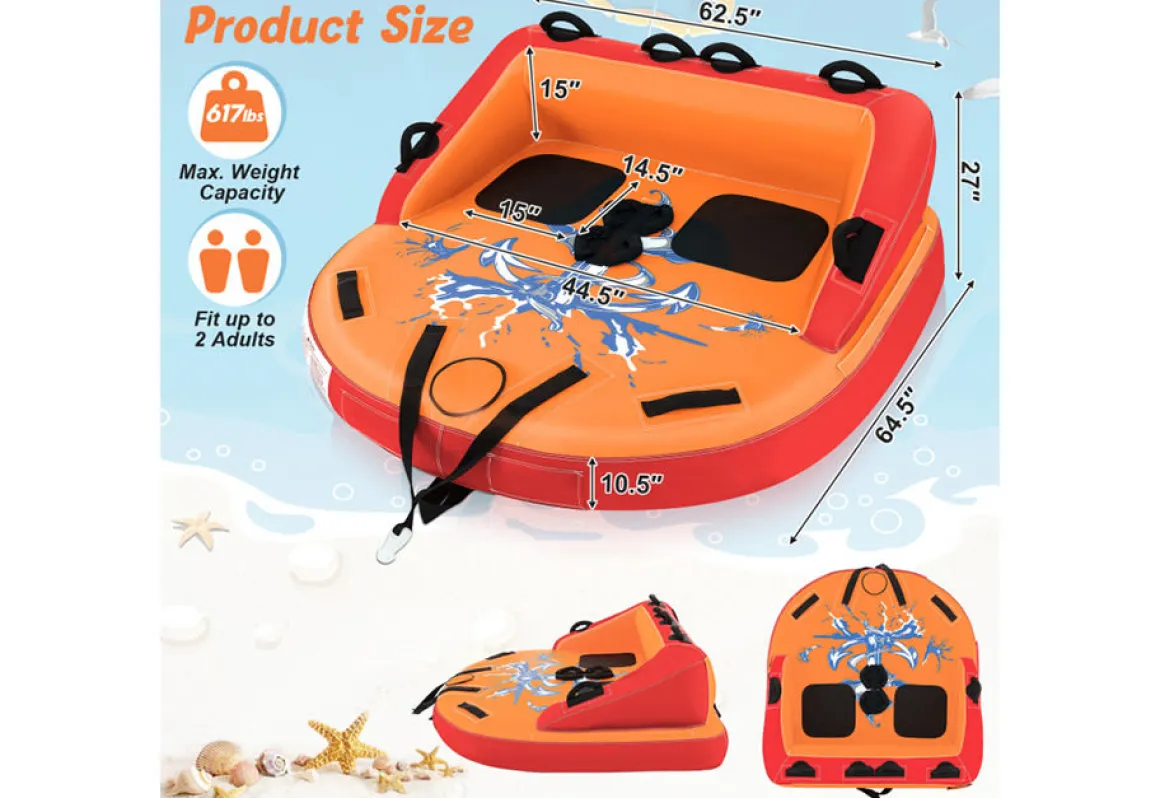 2 Person Water Sport Inflatable Towable Tubes for Boating