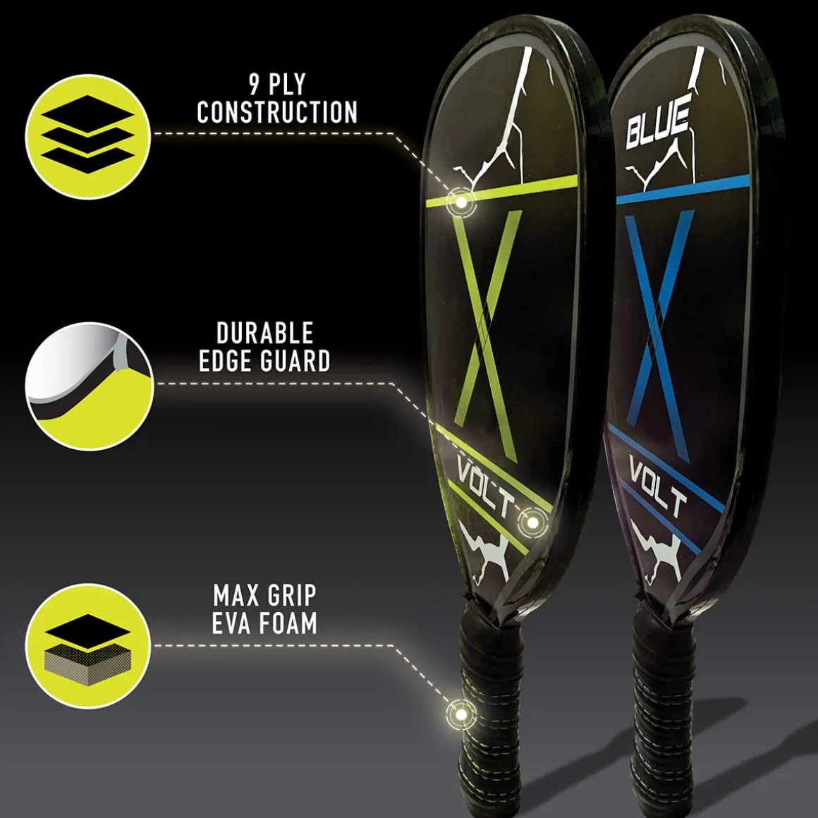 2 Player Wooden Pickleball Paddle Set