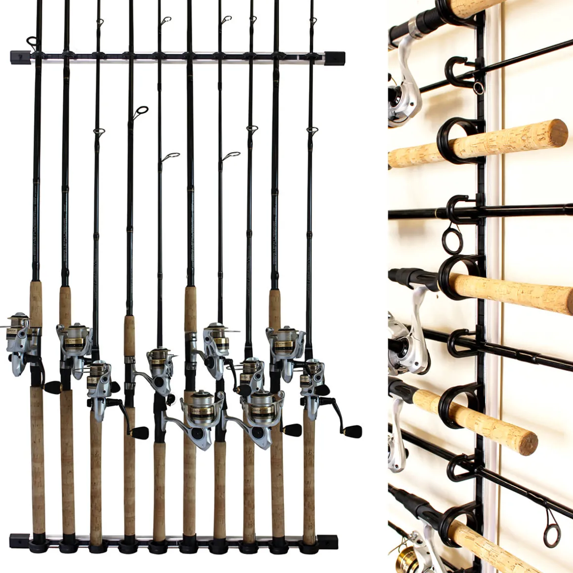 All Weather Aluminum 10 Fishing Rod Wall or Ceiling Rack