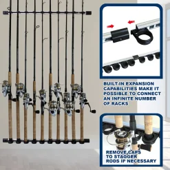 All Weather Aluminum 10 Fishing Rod Wall or Ceiling Rack