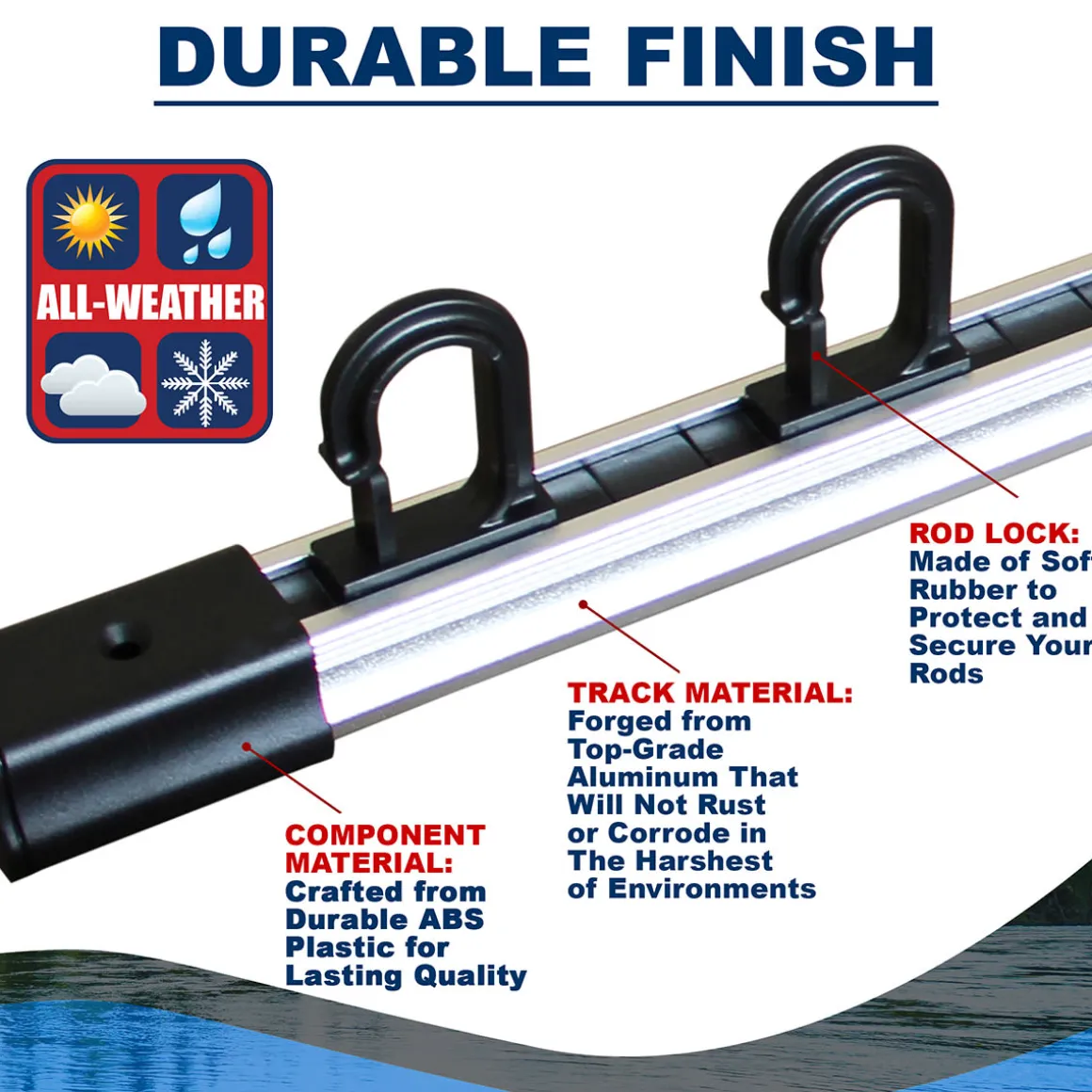 All Weather Aluminum 10 Fishing Rod Wall or Ceiling Rack
