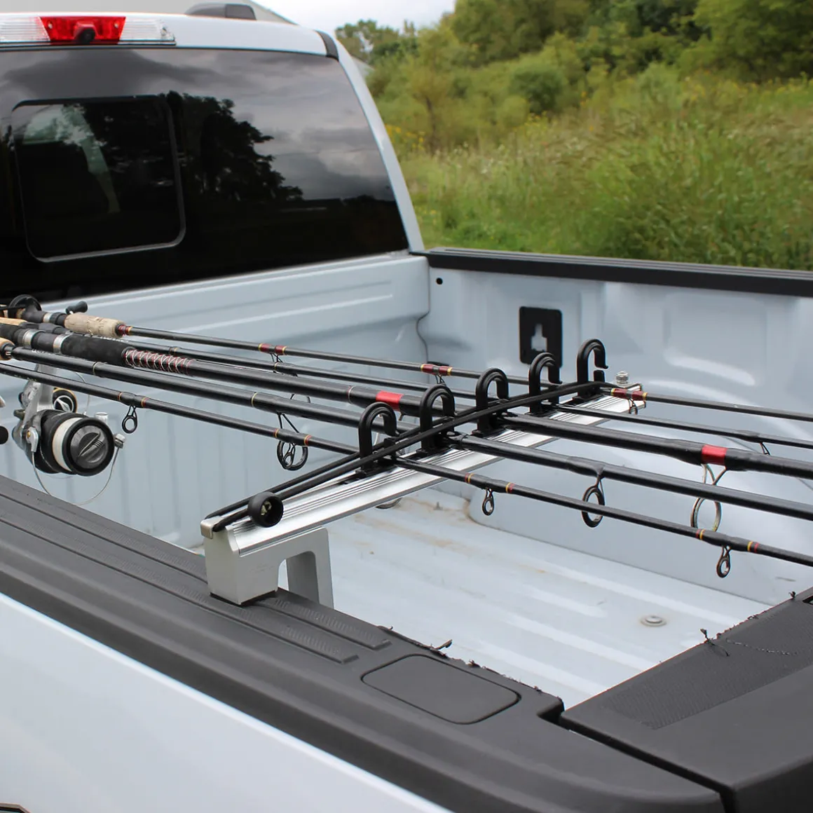 Aluminum Clamp-On Fly Fishing Rod Holder for Truck with 5 Rod Storage