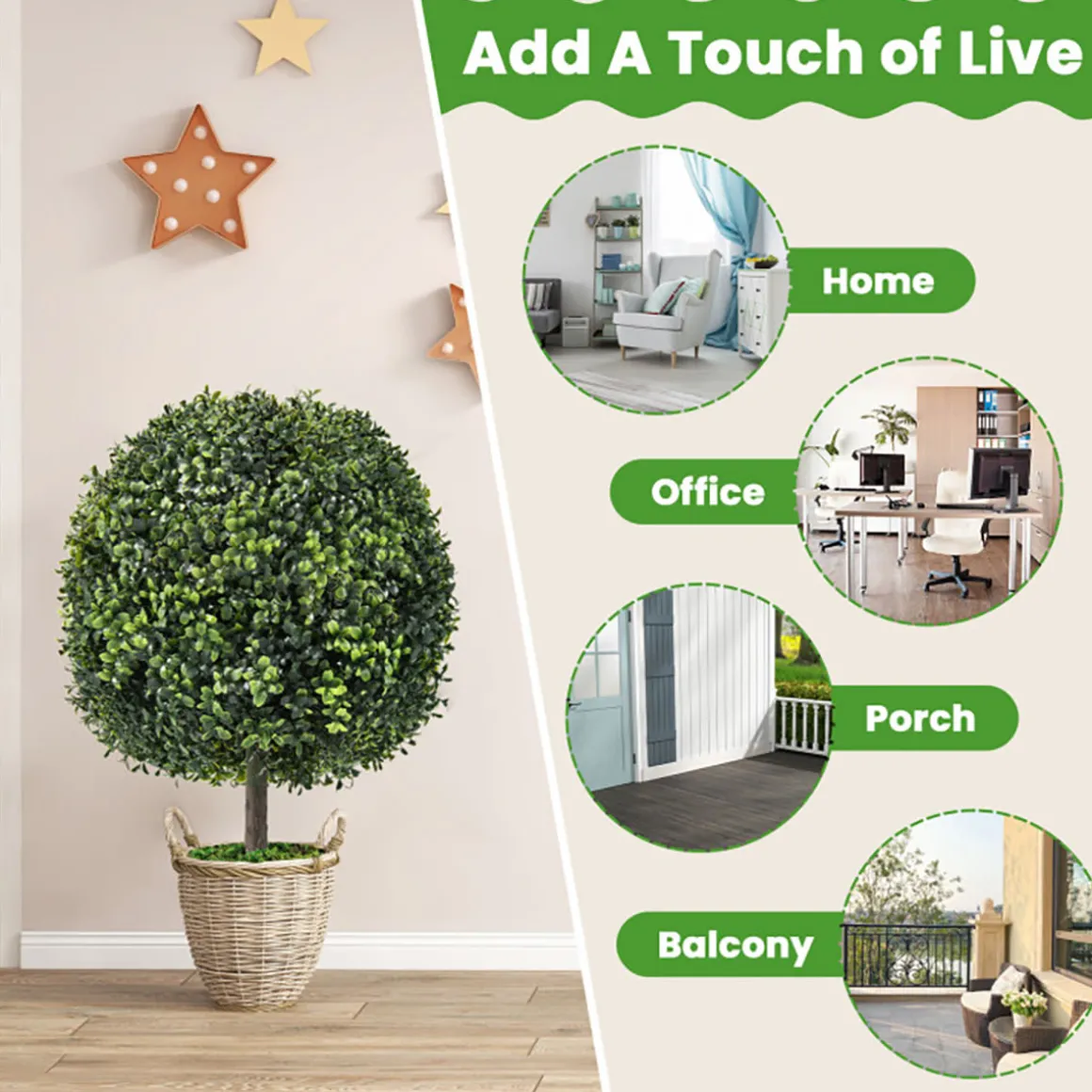 Artificial Ball Trees with Natural Look (Set of 2)