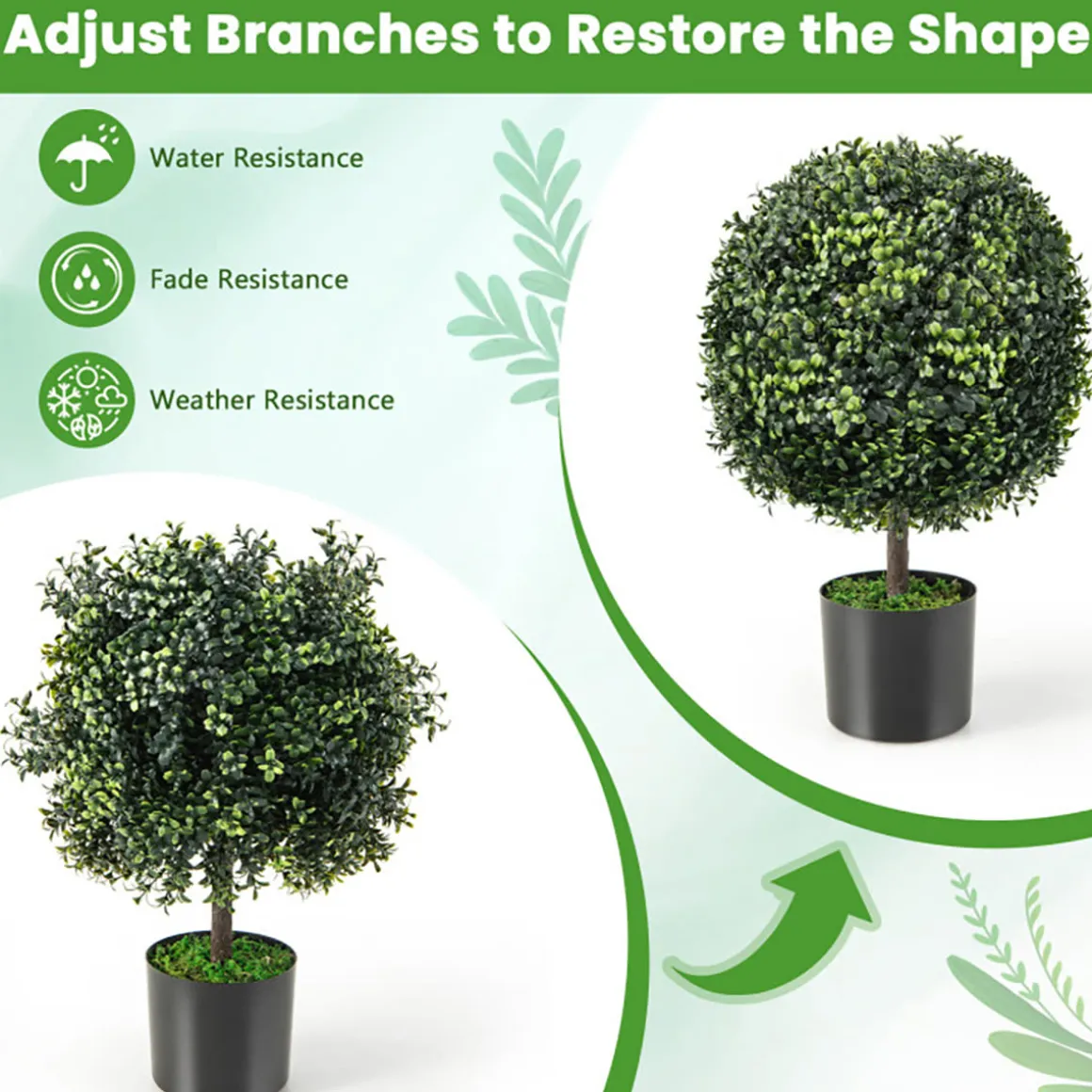 Artificial Ball Trees with Natural Look (Set of 2)