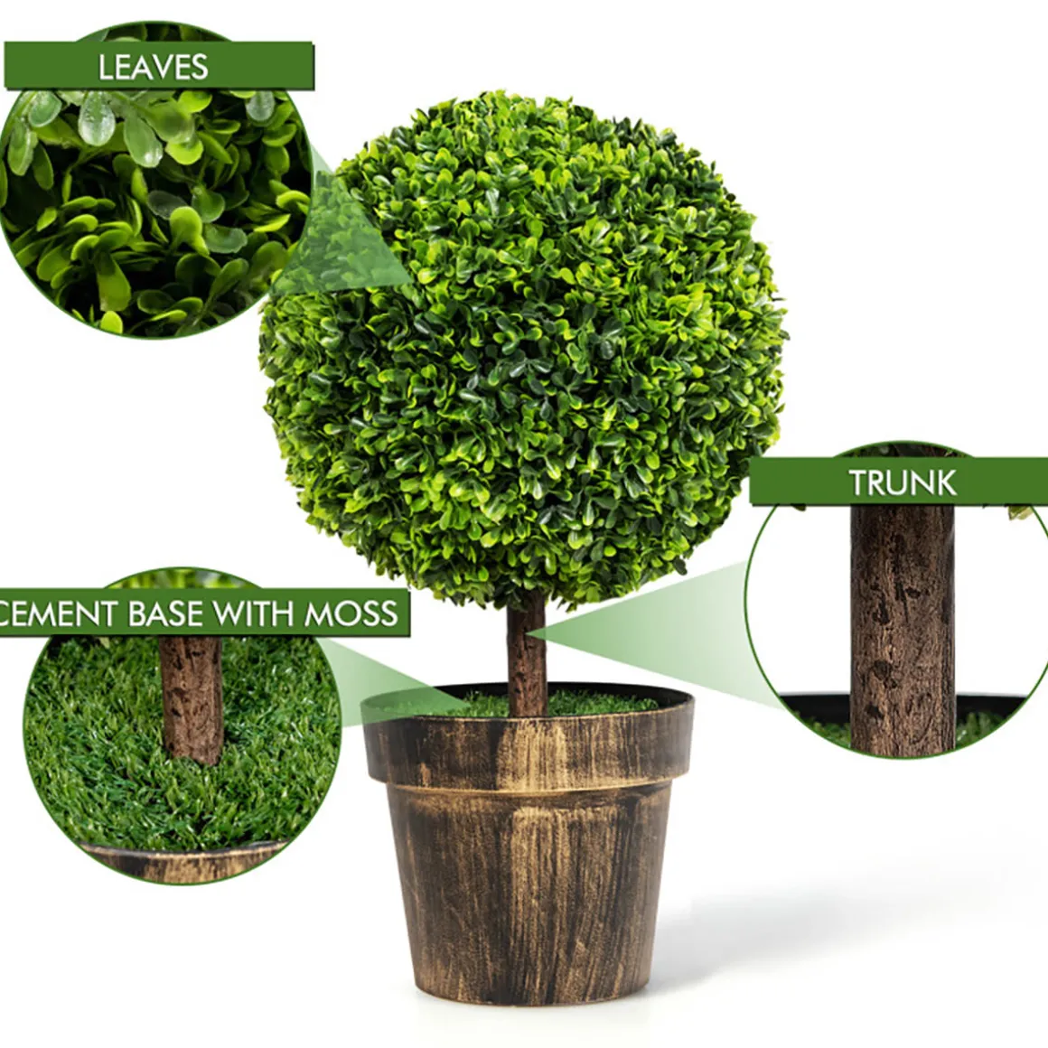 Artificial Ball Trees with Natural Look (Set of 2)