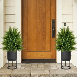 Artificial Cedar Topiary Ball Trees (Set of 2)