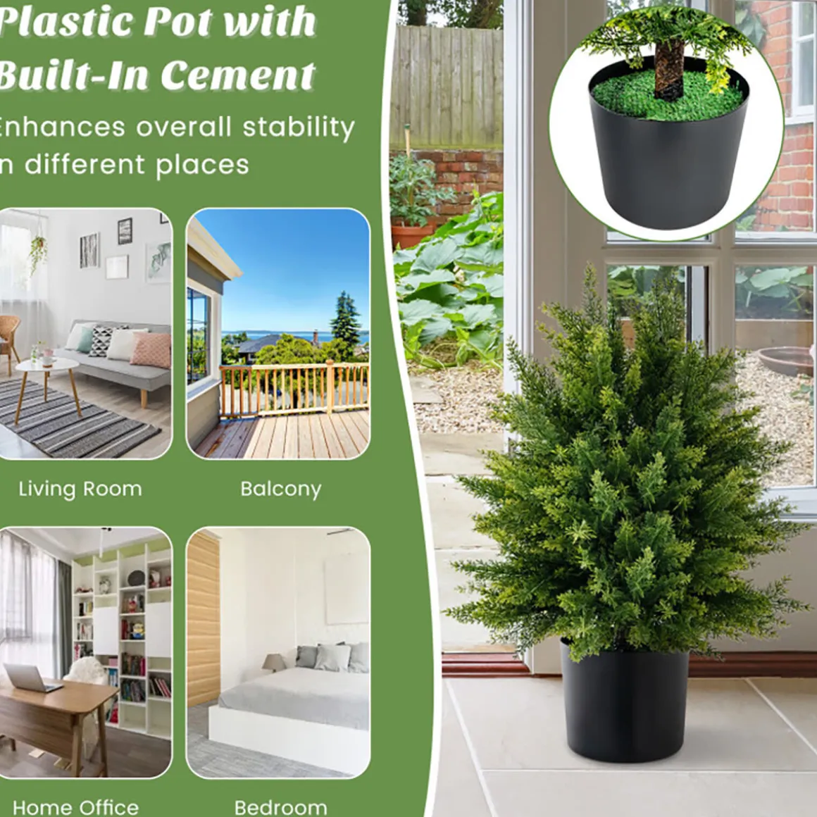 Artificial Cedar Topiary Ball Trees (Set of 2)