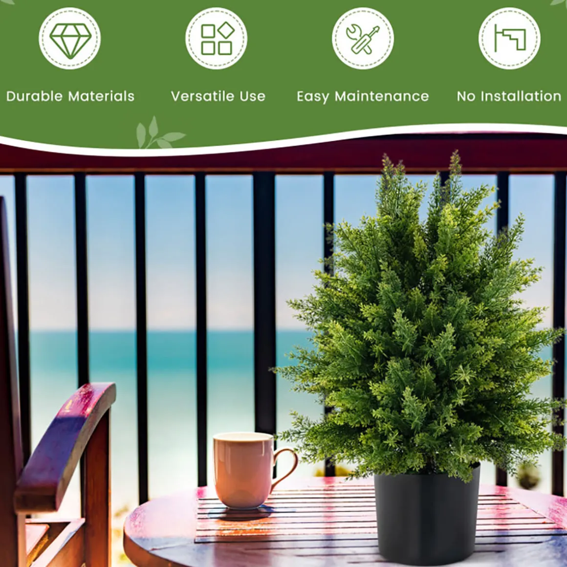 Artificial Cedar Topiary Ball Trees (Set of 2)