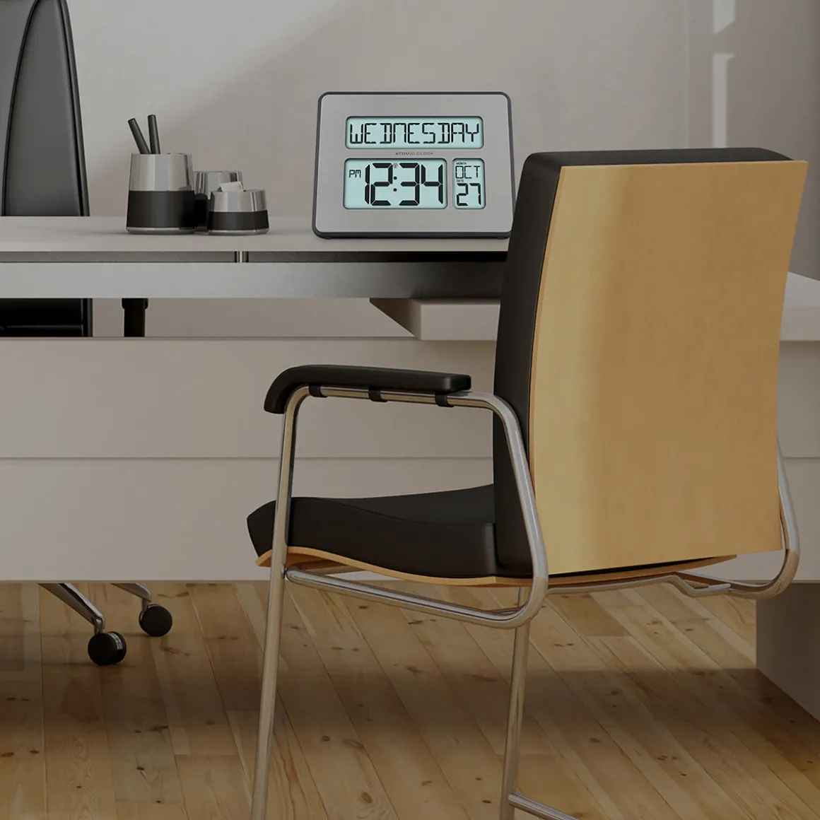 Atomic Digital Wall Clock w/White Backlight