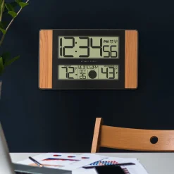 Atomic Digital Wall Clock with Temperature and Moon Phase