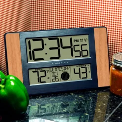 Atomic Digital Wall Clock with Temperature and Moon Phase