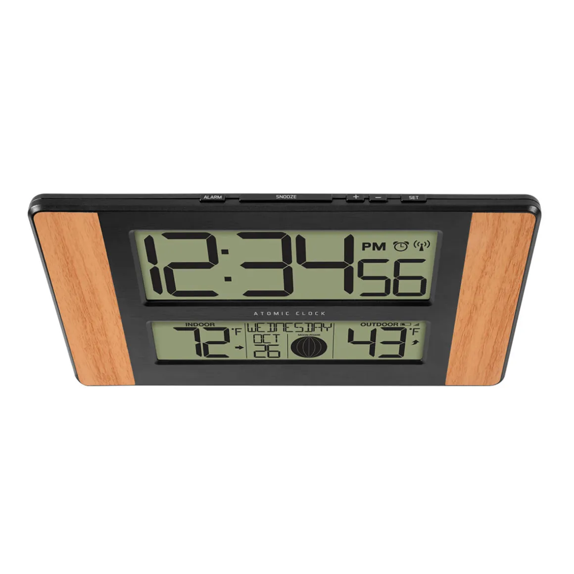 Atomic Digital Wall Clock with Temperature and Moon Phase