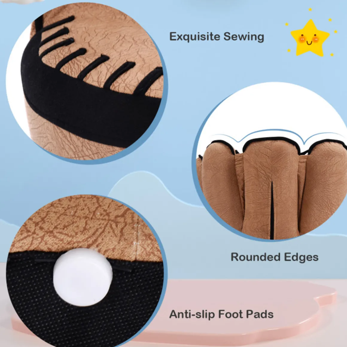 Baseball Glove Shaped Kids Upholstered Sofa
