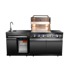 Black Stainless Steel Outdoor Grill Island