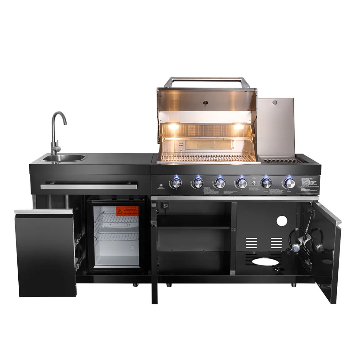 Black Stainless Steel Outdoor Grill Island
