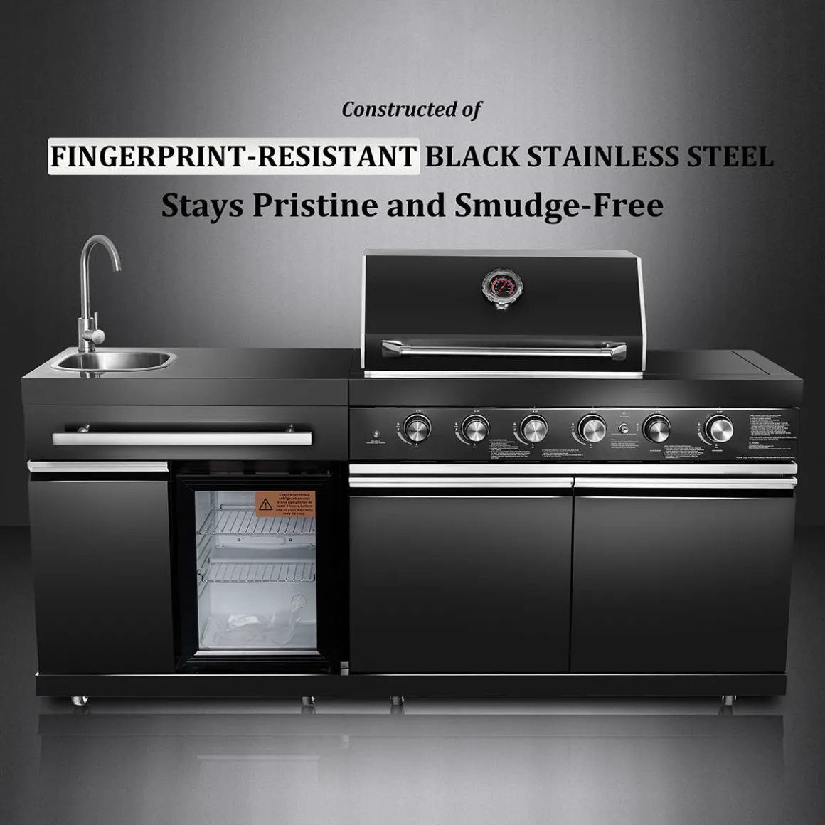 Black Stainless Steel Outdoor Grill Island