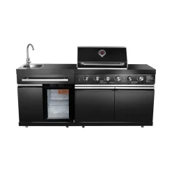 Black Stainless Steel Outdoor Grill Island