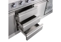 6-Burner Propane Gas Grill Island with Rotisserie and Outdoor Refrigerator