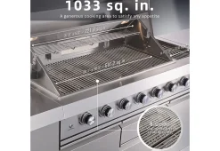 6-Burner Propane Gas Grill Island with Rotisserie and Outdoor Refrigerator