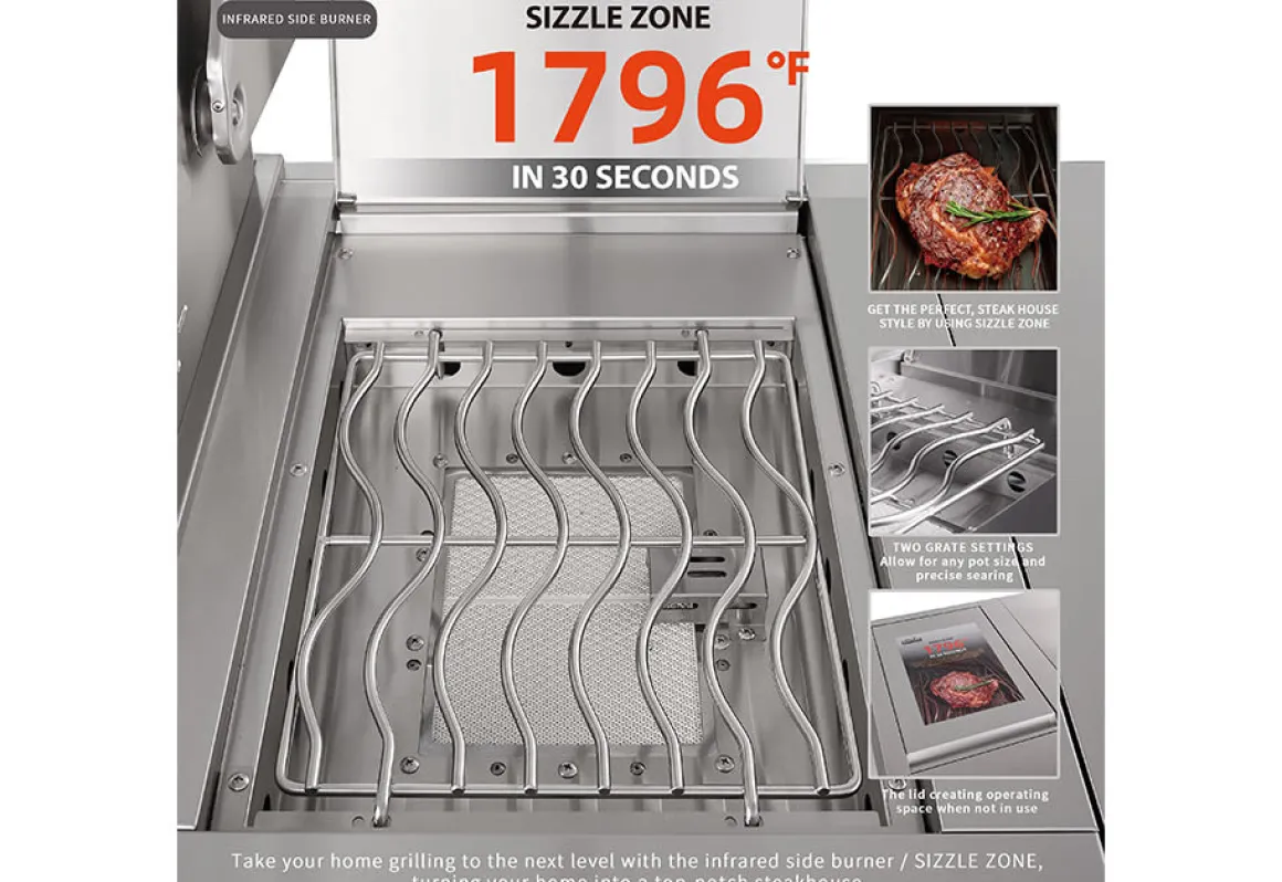 6-Burner Propane Gas Grill Island with Rotisserie and Outdoor Refrigerator