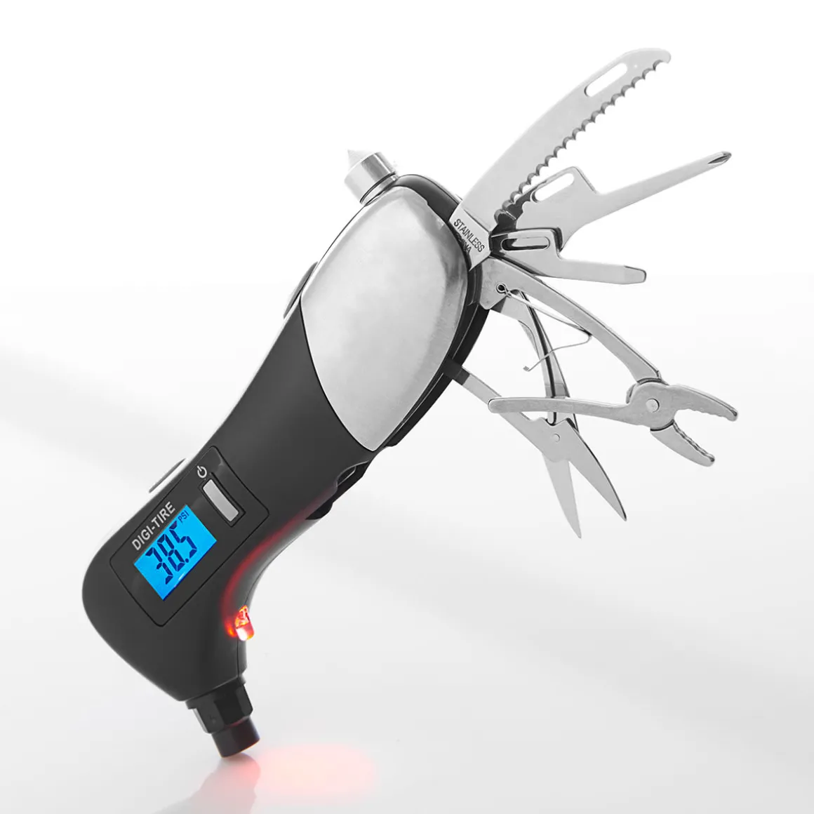 Car Emergency Tool with Digital Tire Gauge by Sharper Image