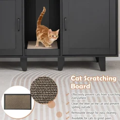 Cat Litter Box Enclosure with Scratching Board
