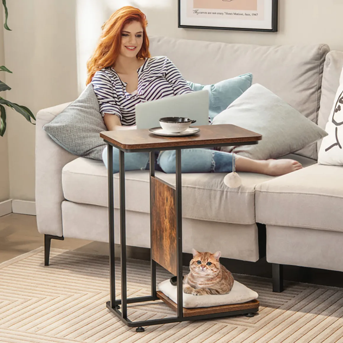 Cat Tree Side Table with Scratching Board