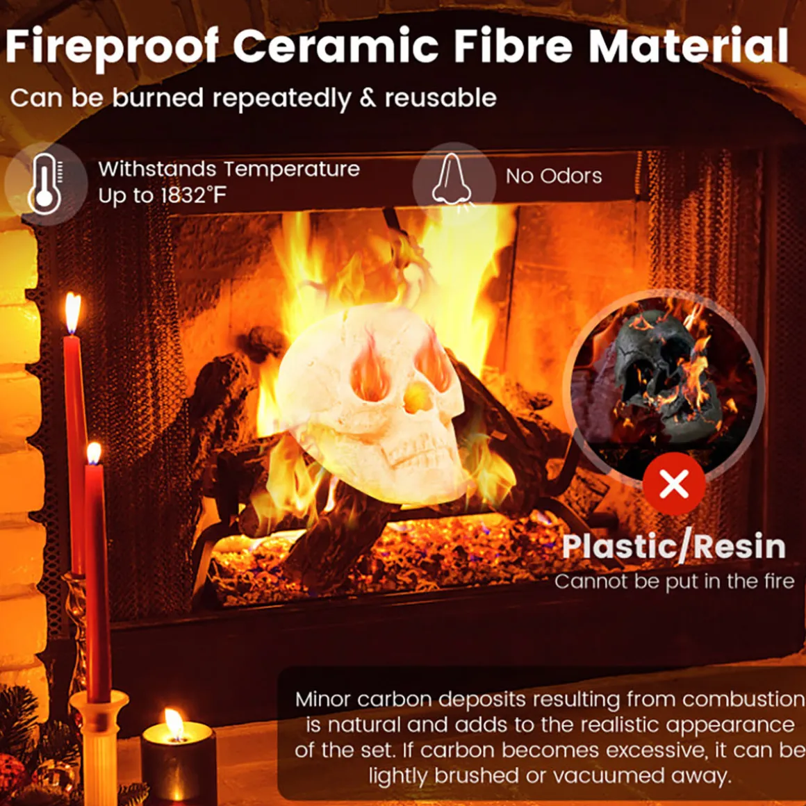 Ceramic Fireproof Fire Pit Skull