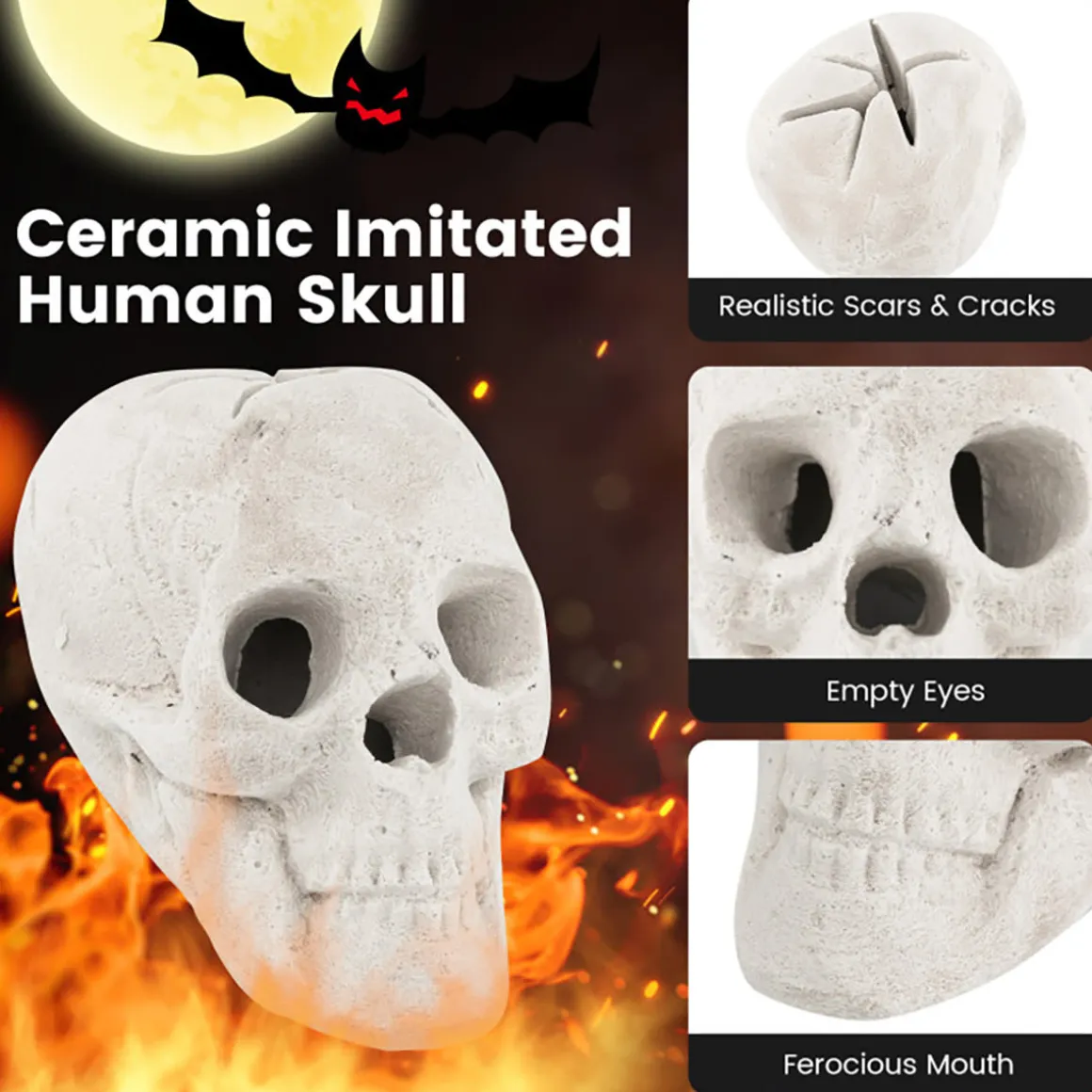 Ceramic Fireproof Fire Pit Skull