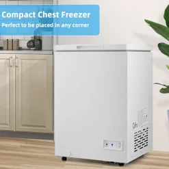 Compact Chest Freezer with Removable Storage Basket