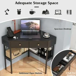 Corner Desk with Built-In Charging Station