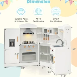 Corner Wooden Pretend Play Kitchen