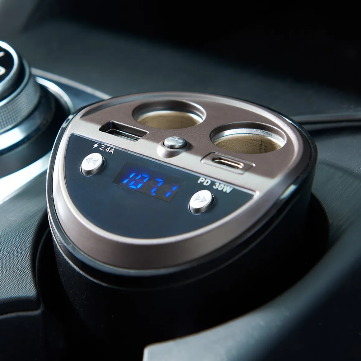 Cupholder Power Station and Bluetooth Transmitter