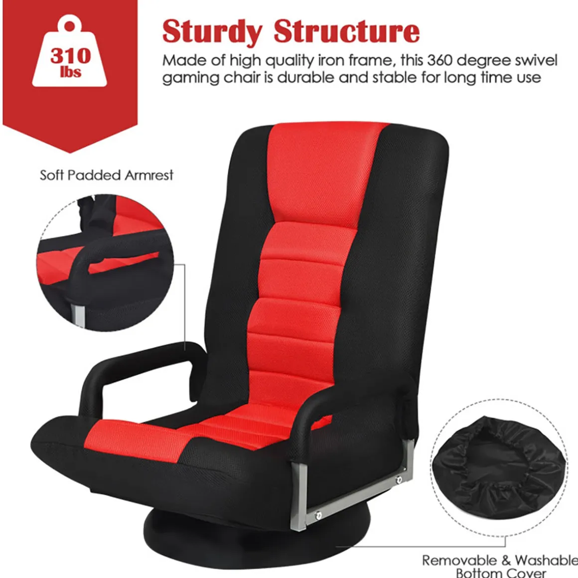 360-Degree Swivel Gaming Floor Chair