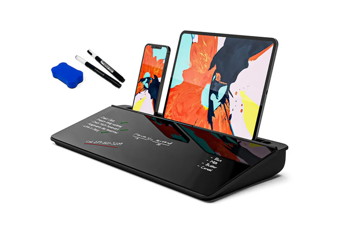 Desktop Glass Whiteboard and Organizer