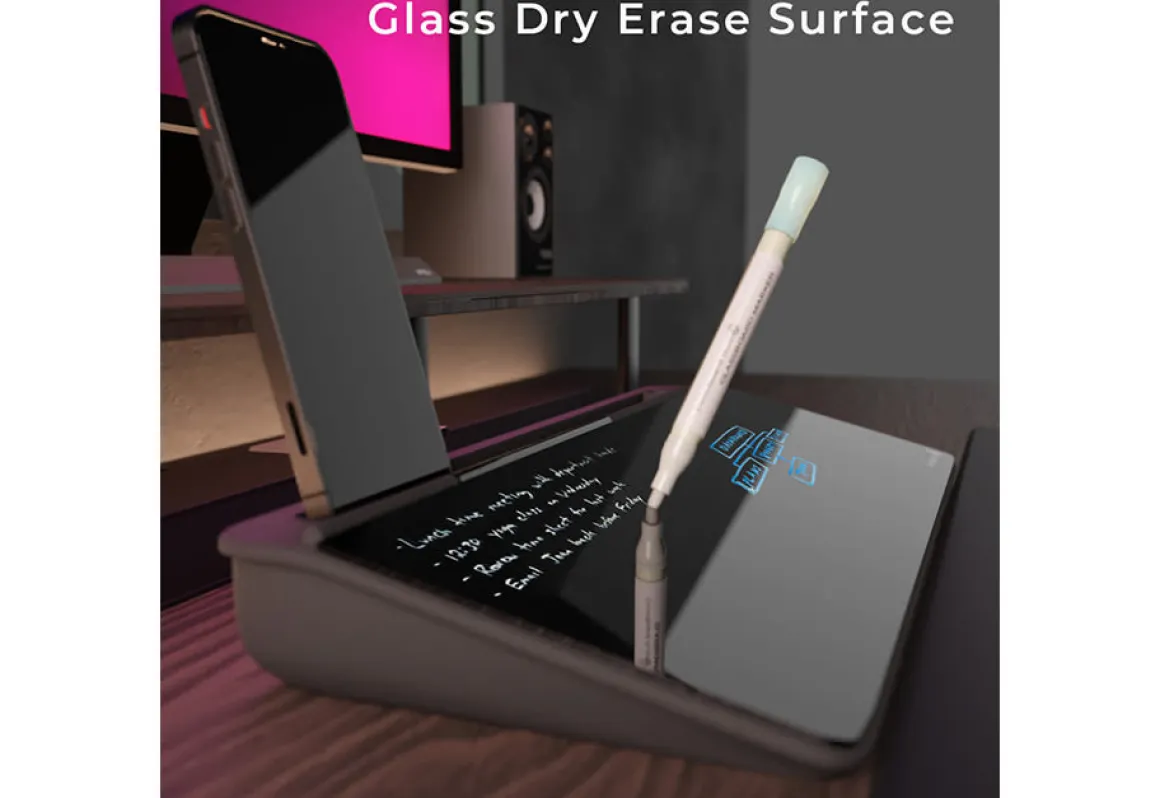 Desktop Glass Whiteboard and Organizer