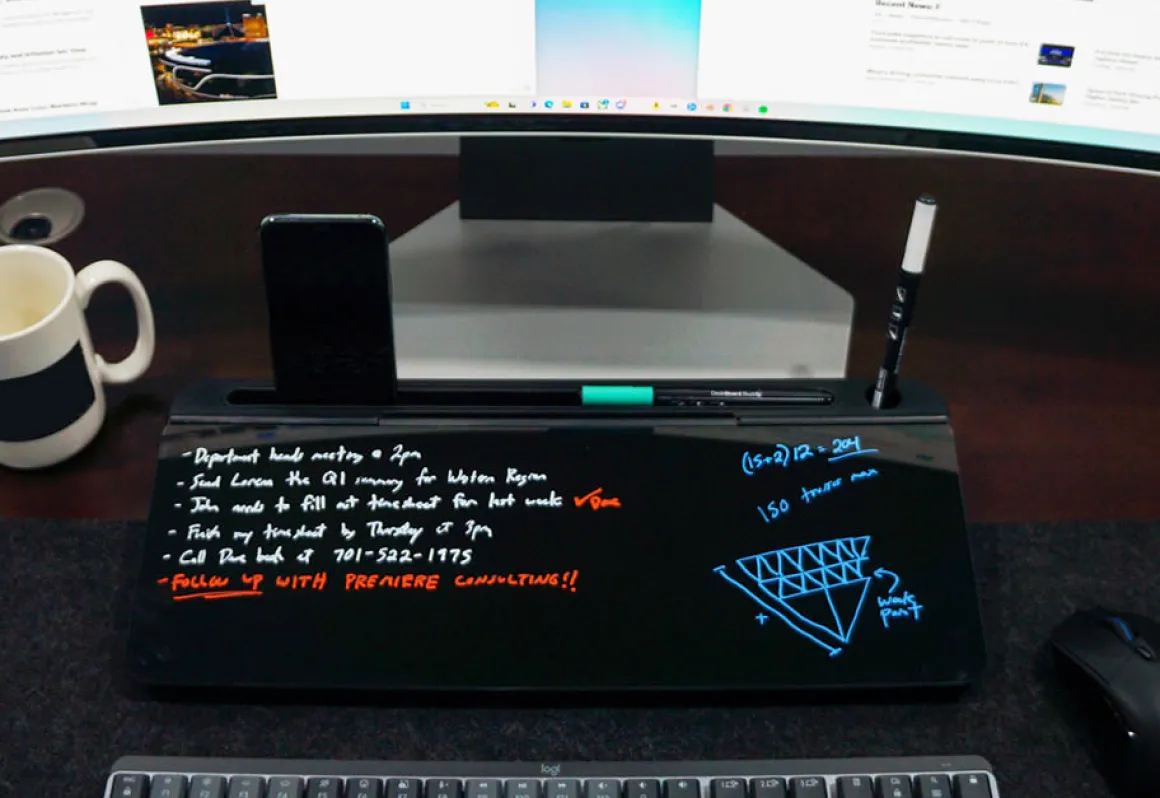 Desktop Glass Whiteboard and Organizer