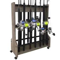 Double Sided Rolling 16 Fishing Rod Rack