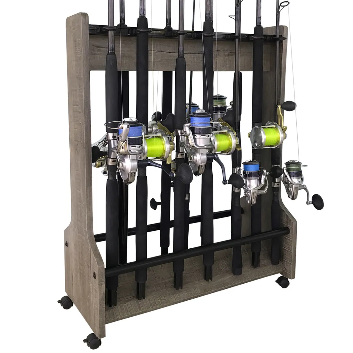 Double Sided Rolling 16 Fishing Rod Rack