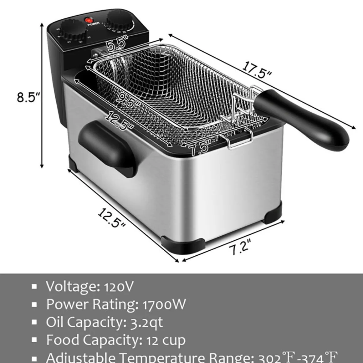 Electric Stainless Steel Deep Fryer