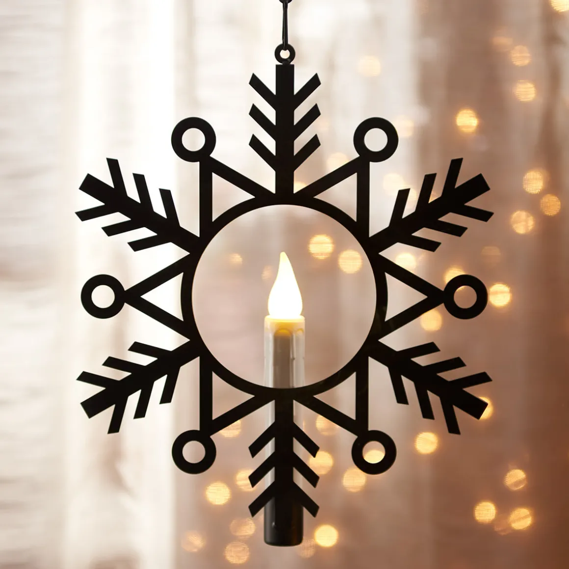 Flameless Hanging Snowflake Candles (Set of 4)