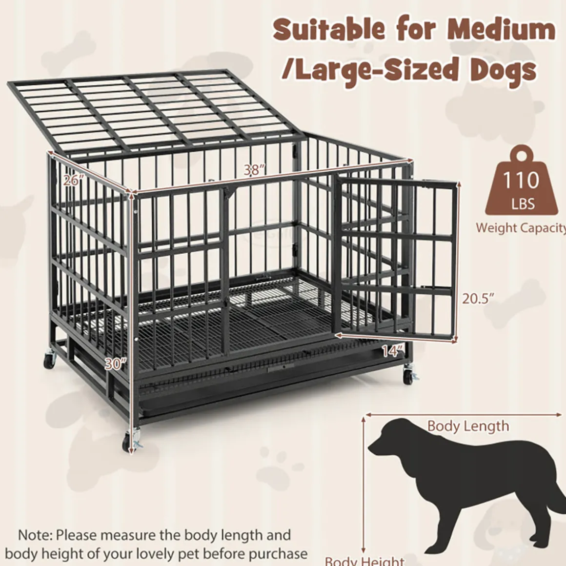Foldable Heavy-Duty Metal Dog Cage