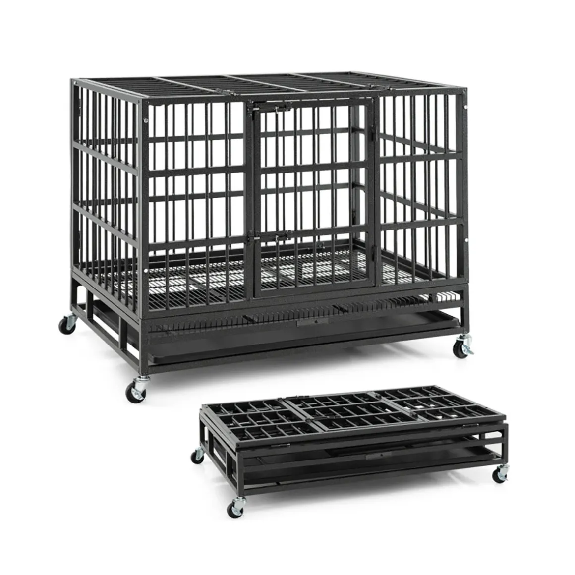 Foldable Heavy-Duty Metal Dog Cage