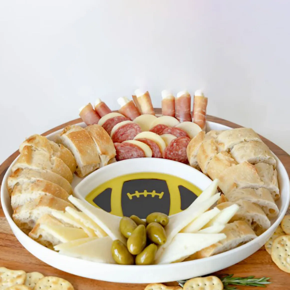 Football Olive Oil and Vinegar Dipping Platter