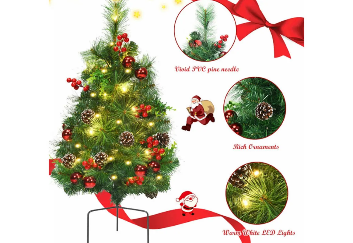2-Ft. Cordless Pre-Lit Walkway Trees (Set of 2)