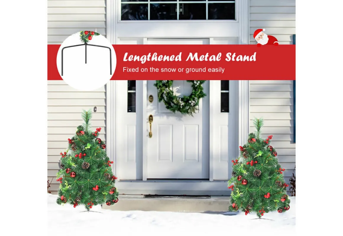 2-Ft. Cordless Pre-Lit Walkway Trees (Set of 2)