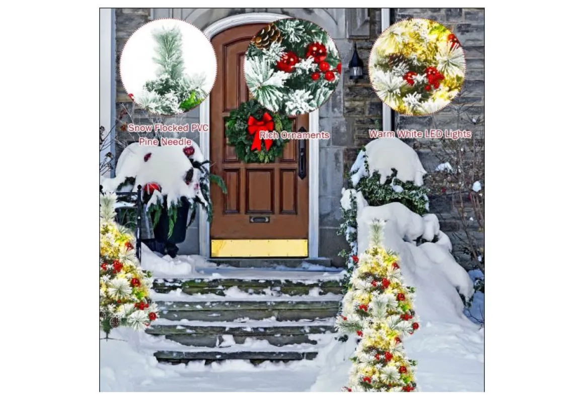 2-Ft. Cordless Pre-Lit Walkway Trees (Set of 2)