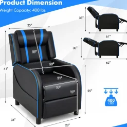 Gaming Massage Recliner Chair with Bluetooth Speakers